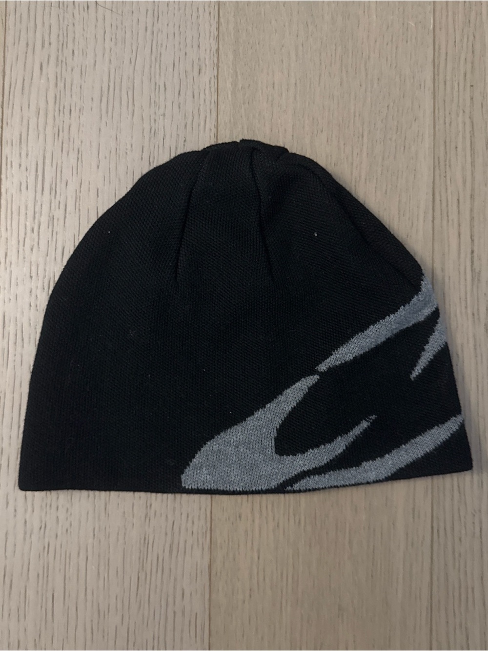 Black Knit Beanie with Gray Accent - Men's Accessory